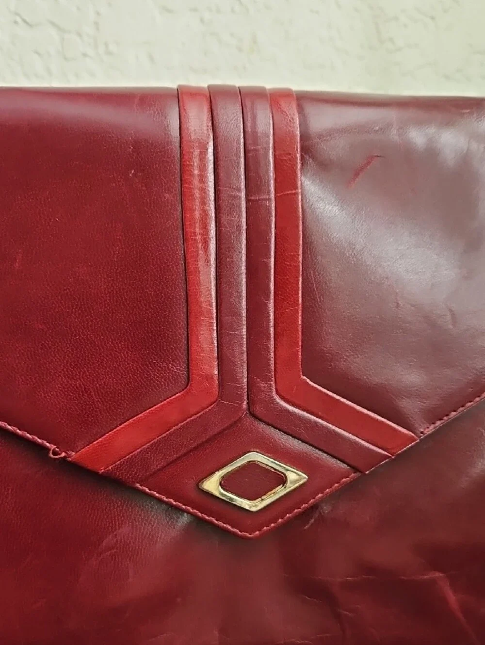 Women's Burgundy Leather Shoulder / Clutch Bag - Designer Style